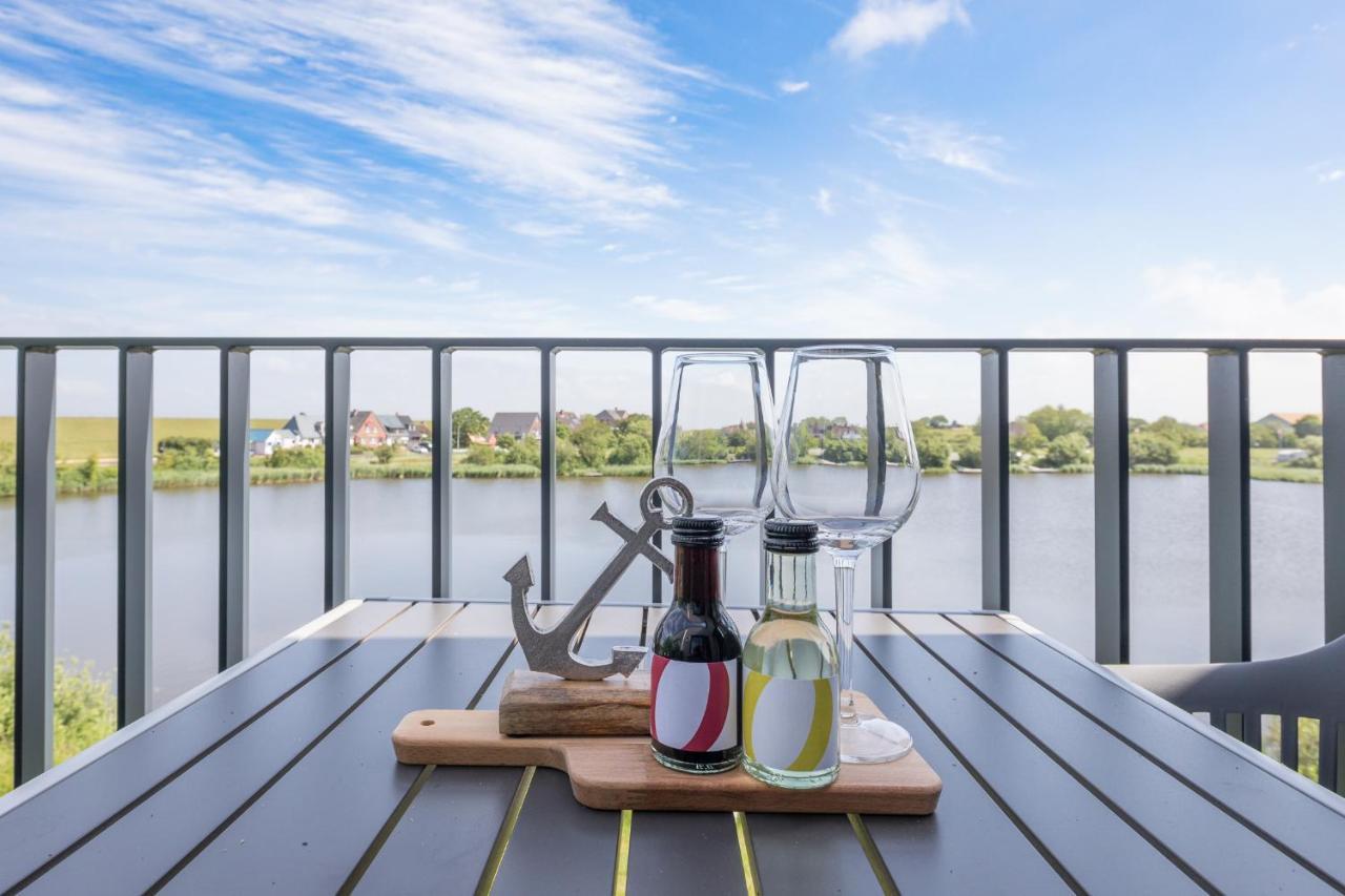 Apartment N14 Direkt Am Nordseedeich Mit Blick Auf Den See Nordstrand Esterno foto